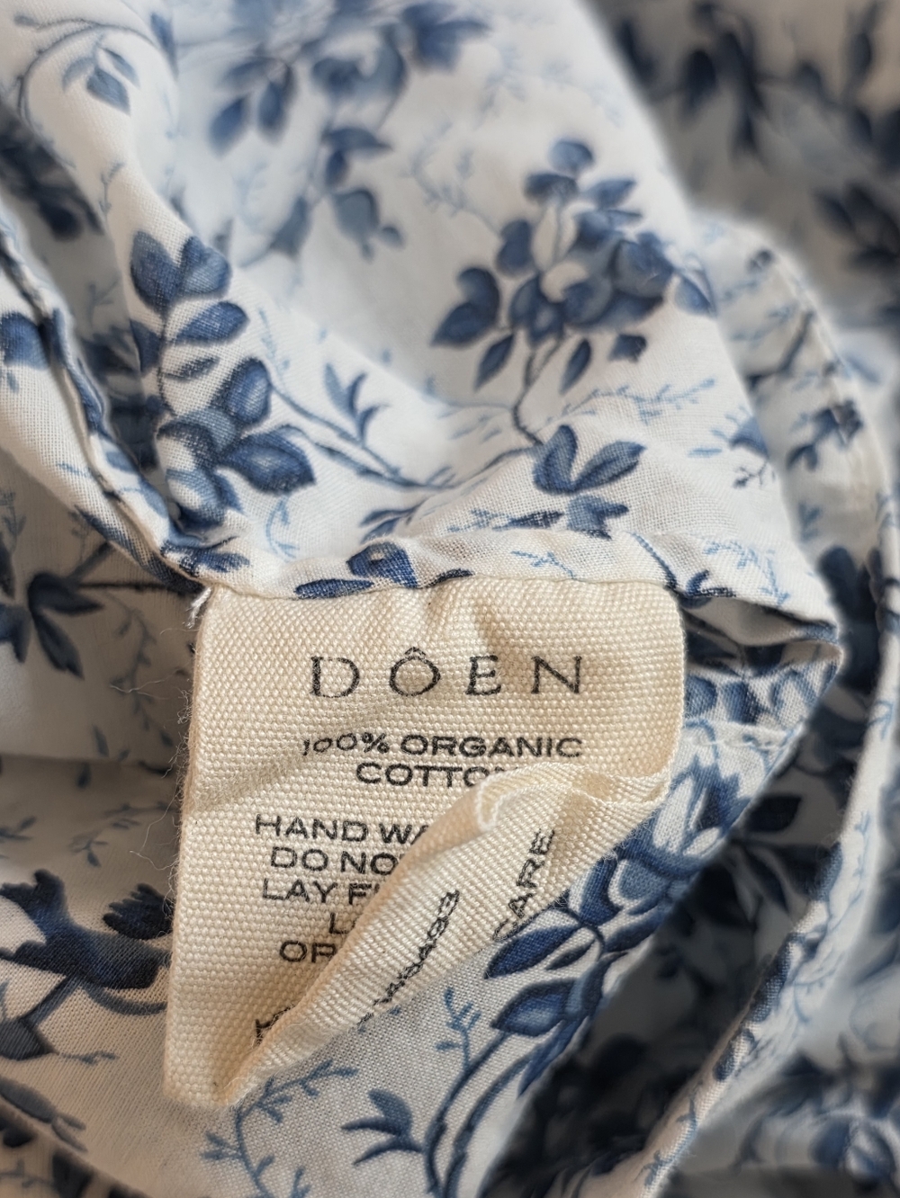 Doen Blue Floral Stanza Puff Sleeve Cotton Midi Dress - Picture 14 of 14